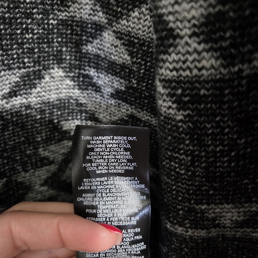 Frye Womens' Southwestern Patterned Jacquard Black & White Cardigan Size XL - Picture 10 of 11